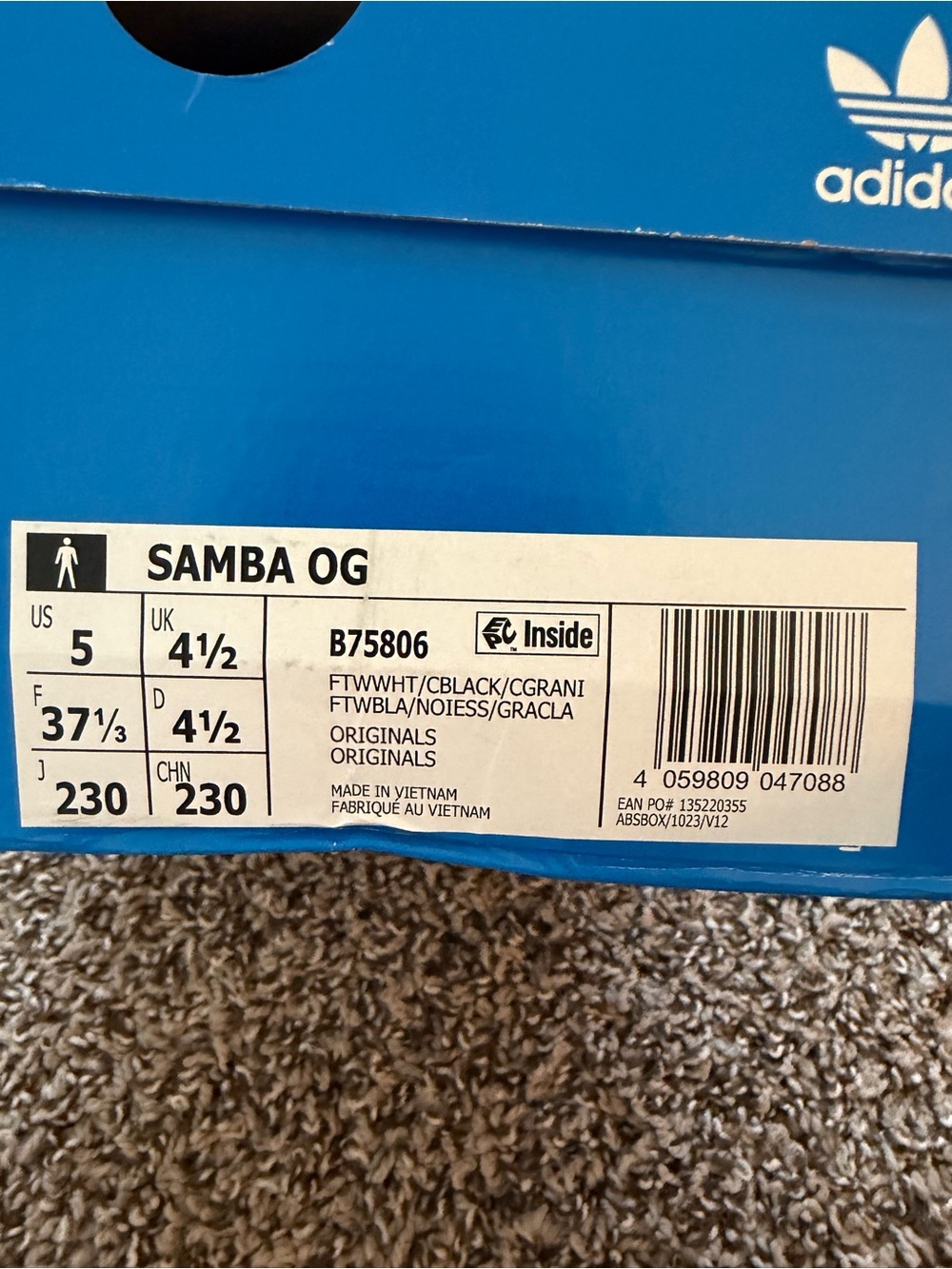 adidas Samba Low-Profile Sneaker in White, Black, Gray - Picture 6 of 12